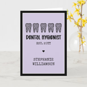 Custom Dental Hygienist Leopard Print Teeth Card