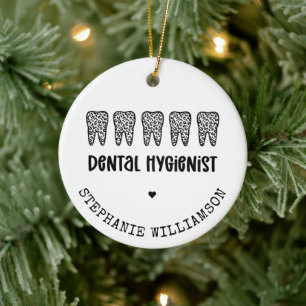 Custom Dental Hygienist Leopard Print Teeth Ceramic Tree Decoration