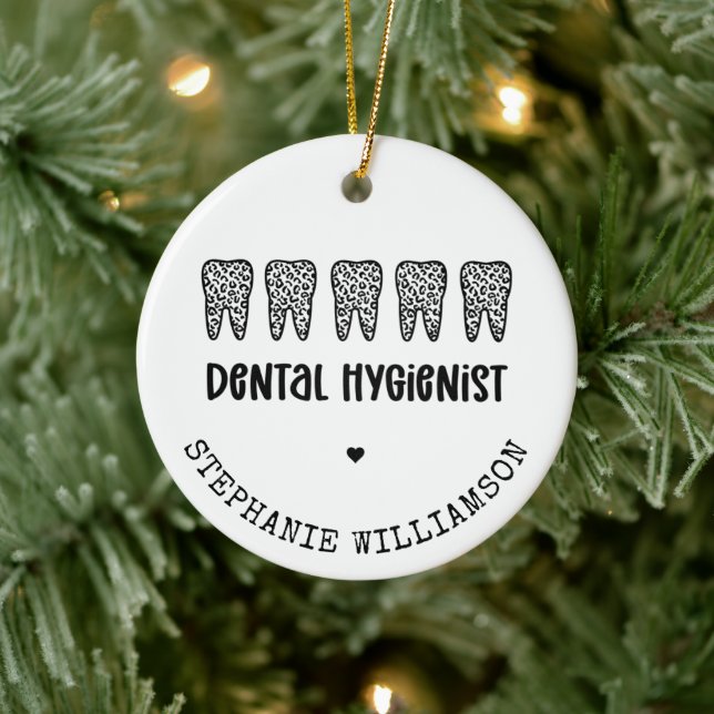 Custom Dental Hygienist Leopard Print Teeth Ceramic Tree Decoration (Tree)