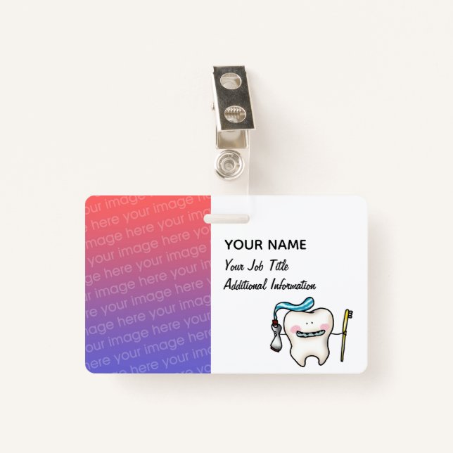 Custom Dental Name Badge for Staff ID Badge (Front with Clip)