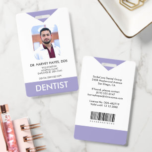 Custom Dentist Dental Medical Staff Lilac Purple ID Badge