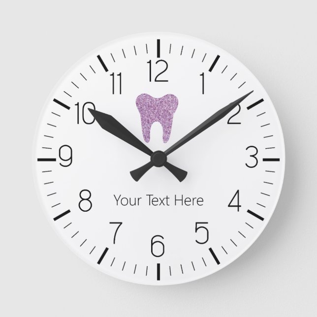 Custom Dentist Office Dental Glitter Tooth Clock (Front)