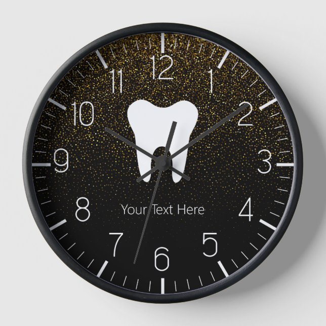 Custom Dentist Office Dental White Tooth Clock  (Front)