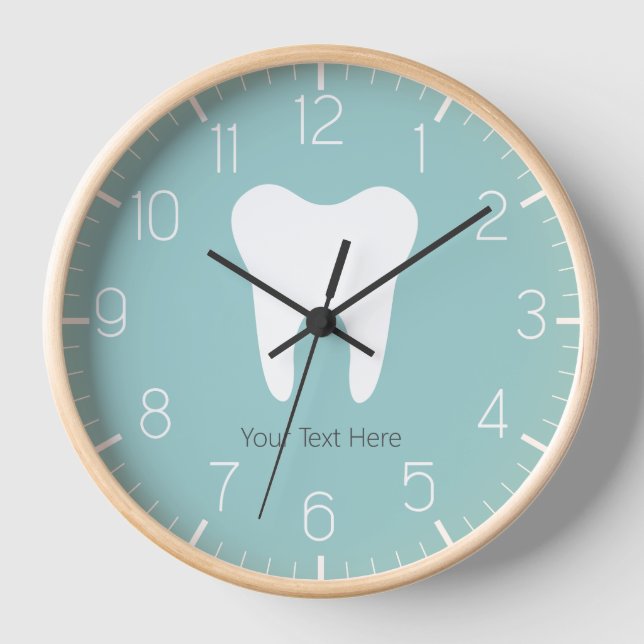 Custom Dentist Office Dental White Tooth Clock  (Front)