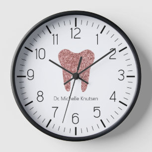 Custom Dentist Office Dental White Tooth Clock 