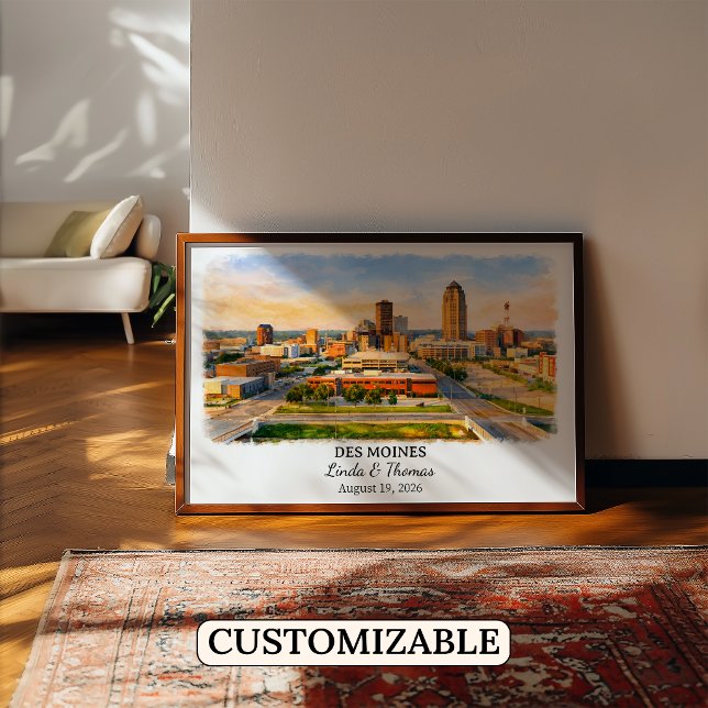 Custom Des Moines Wall Art, Iowa Poster (Creator Uploaded)