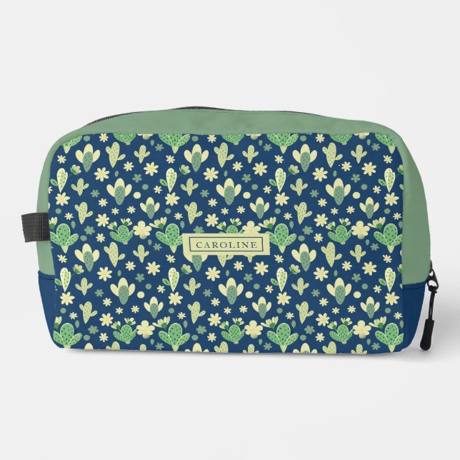 Custom Desert Cactus & Succulent Pattern Dopp Kit (Front)