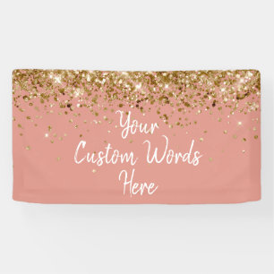 Custom Desert Coral Gold Customised Birthday Party Banner
