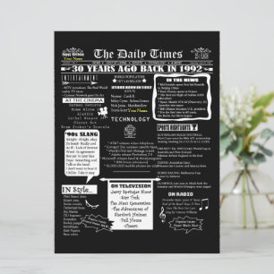 Custom Design 30th Birthday Invite Year 1992