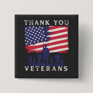 Custom design: American Flag Thank You Veterans 15 Cm Square Badge
