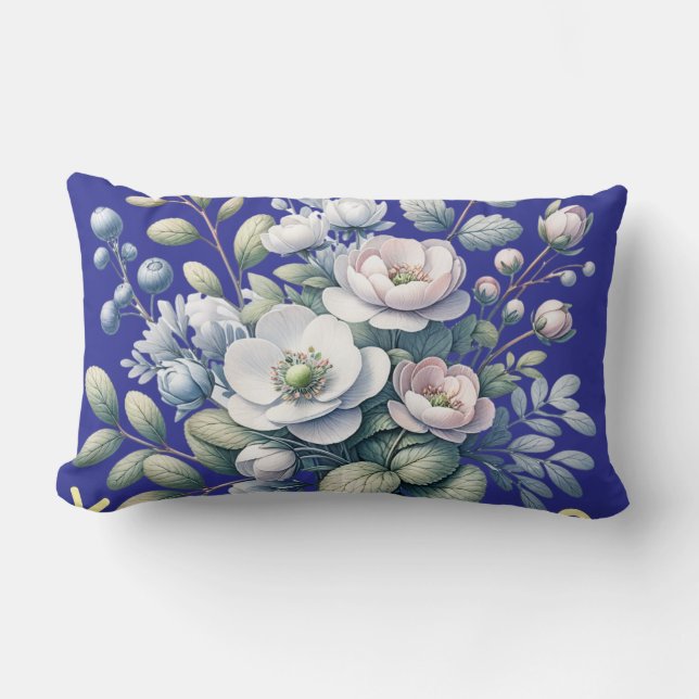 Custom design blue lumbar cushion (Front)