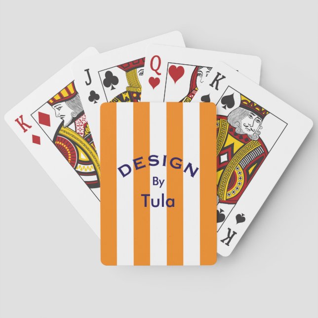 Custom - Design By Tula Orange Cabana Stripe Playing Cards (Back)