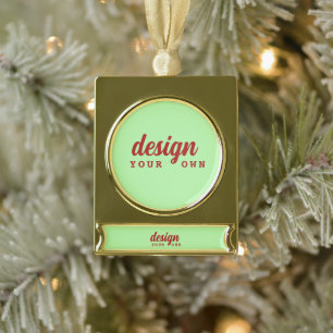 Custom Design Christmas Ornament, Personalised Gold Plated Banner Ornament