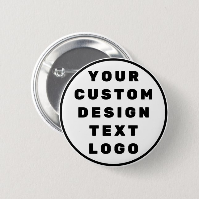 Custom Design Text Logo Personalised Minimalist 6 Cm Round Badge (Front & Back)