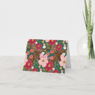 Custom Design Thank you Cards Floral, Animal Print