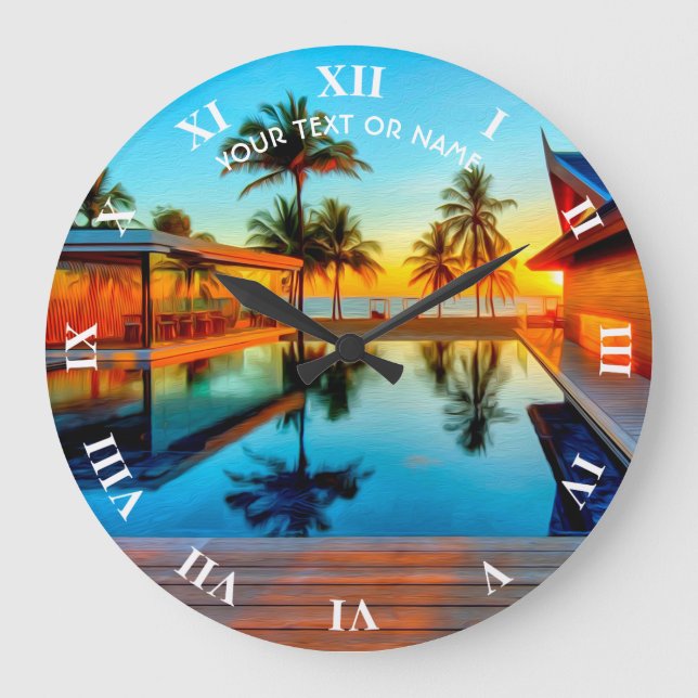 Custom Design With Your Own Text And Your Photo Large Clock (Front)