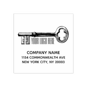 Custom Design Your Logo or Personalise Rustic Key Rubber Stamp