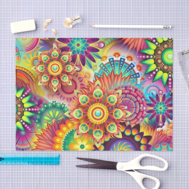 Custom designed tissue paper colourful (decopauge) (Craft)