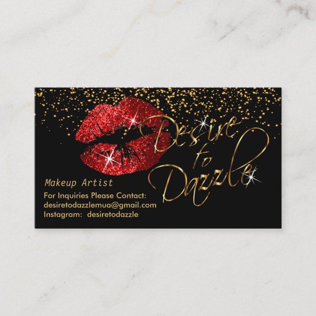 Custom - Desire to Dazzle -  Red Lips Business Card (Front)