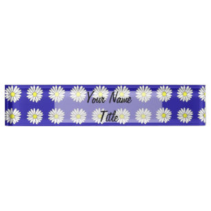 Custom Desk Name Plate Blue Daisies Daisy