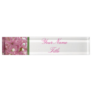 Custom Desk Name Plate Pink Flowers Hyazinthe