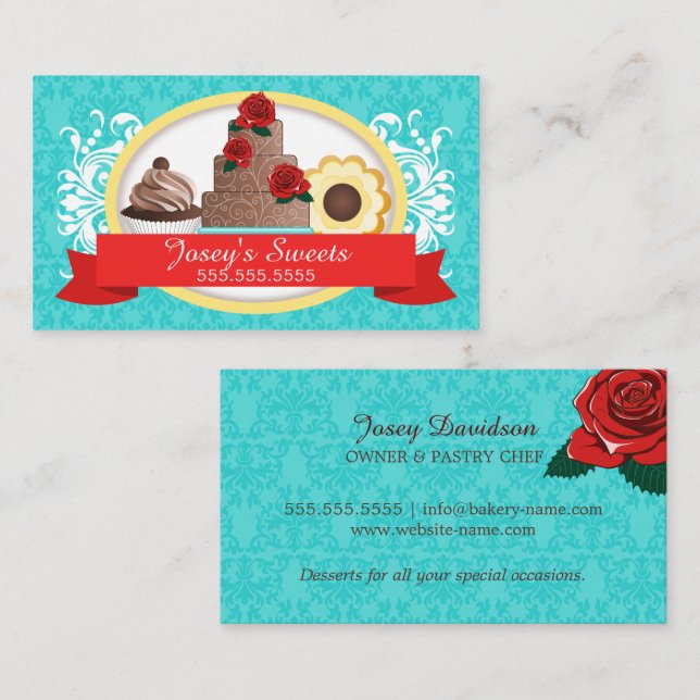Custom Desserts Bakery Business Card (Front/Back)