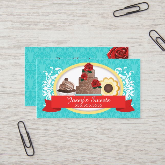 Custom Desserts Bakery Business Card (Front/Back In Situ)