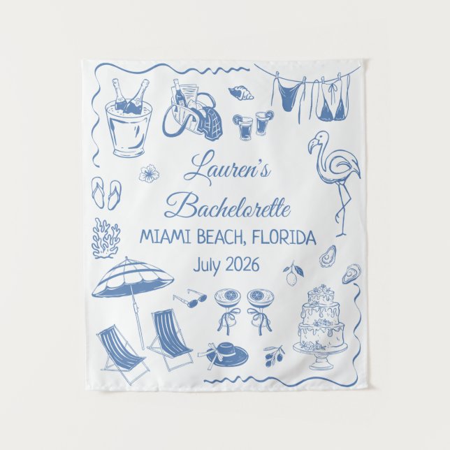 Custom Destination Bachelorette Banner Gift Tapestry (Front)