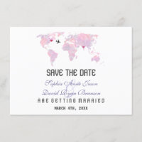 Custom Destination World Map Wedding Save the Date