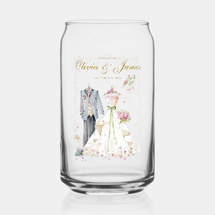 Custom details Bride & Groom  Can Glass