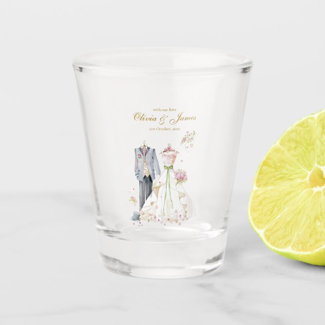 Custom details Bride & Groom  Shot Glass (Front)