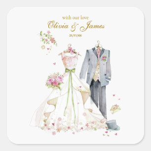 Custom details Bride & Groom  Square Sticker