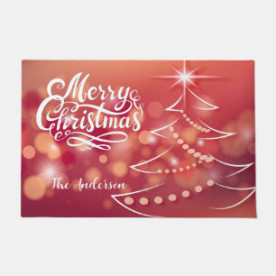 Custom details Christmas tree sparkle glitter red  Doormat
