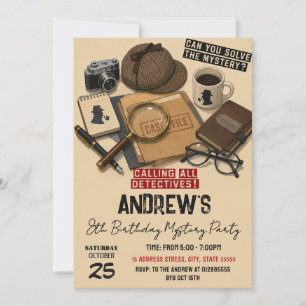 Custom Detective Mystery Birthday Invitation
