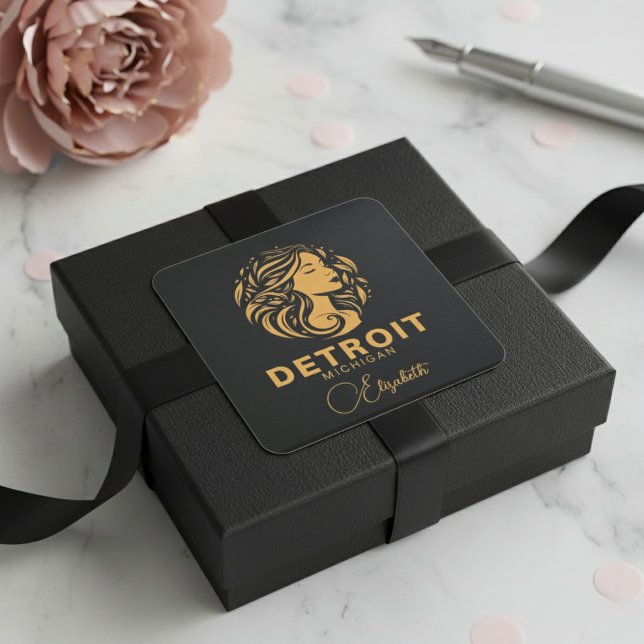 Custom Detroit Michigan Golden Lady Sticker (Custom Detroit Michigan Golden Lady Sticker)