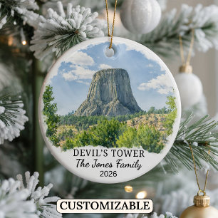 Custom Devil’s Tower National Monument, Wyoming Ceramic Tree Decoration