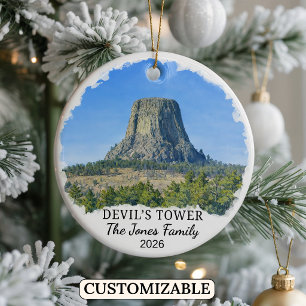 Custom Devil’s Tower National Monument, Wyoming Ceramic Tree Decoration