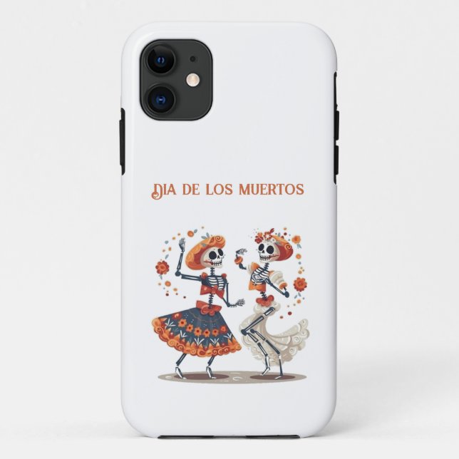 Custom Día de los Muertos Dancing Skeleton Couple Case-Mate iPhone Case (Back)