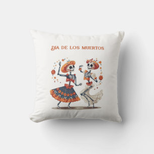 Custom Día de los Muertos Dancing Skeleton Couple Cushion
