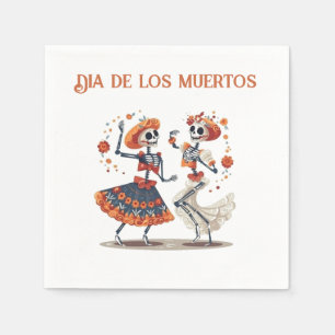 Custom Día de los Muertos Dancing Skeleton Couple Napkin