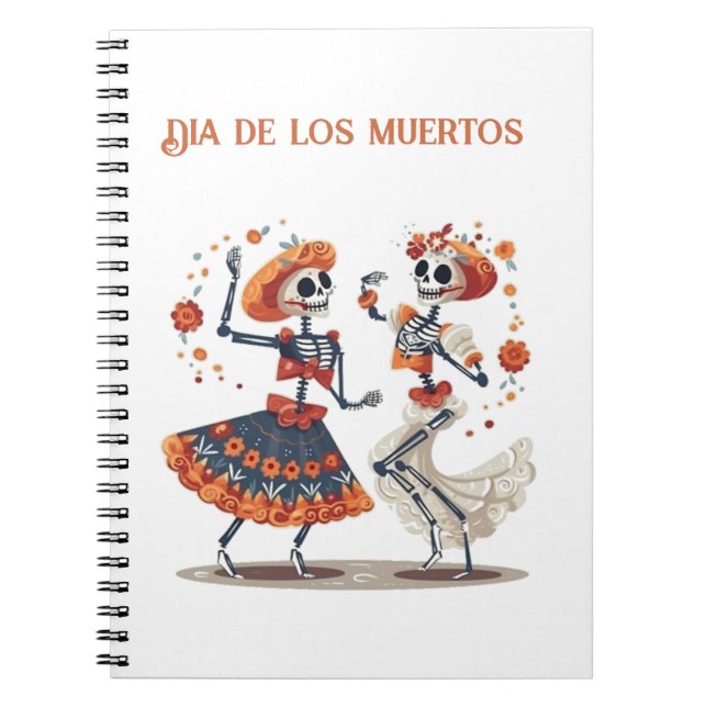 Custom Día de los Muertos Dancing Skeleton Couple Notebook (Front)