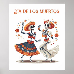 Custom Día de los Muertos Dancing Skeleton Couple Poster