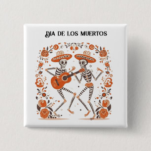 Custom Día de los Muertos Mariachi Skeletons 15 Cm Square Badge