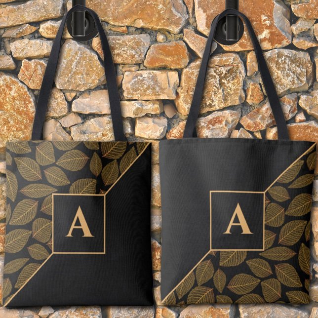 Custom Diagonal Monogram Leaf Pattern Double Sided Tote Bag (Creator Uploaded)