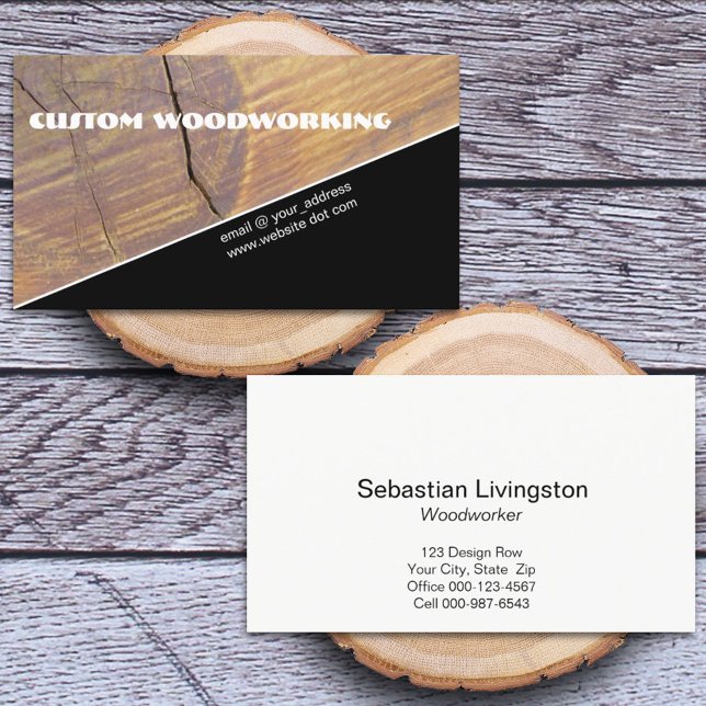 Custom Diagonal Wood Woodworking Professional Business Card (Creator Uploaded)
