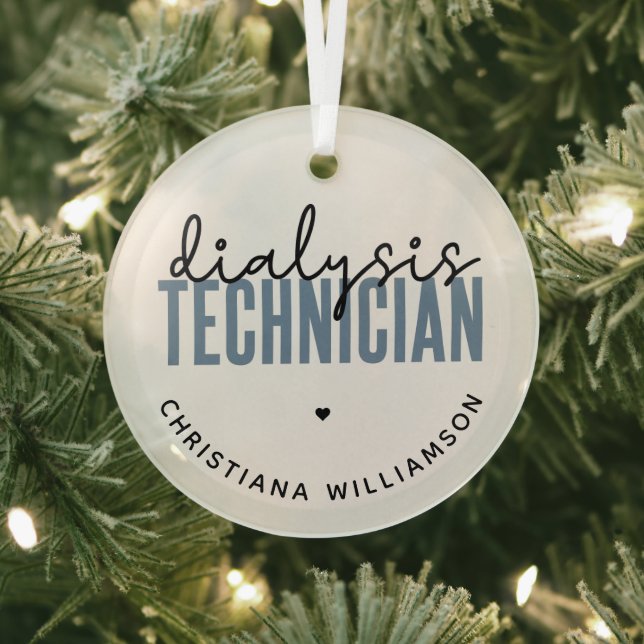 Custom Dialysis Technician | Nephrology Tech Gifts Glass Tree Decoration (Insitu)