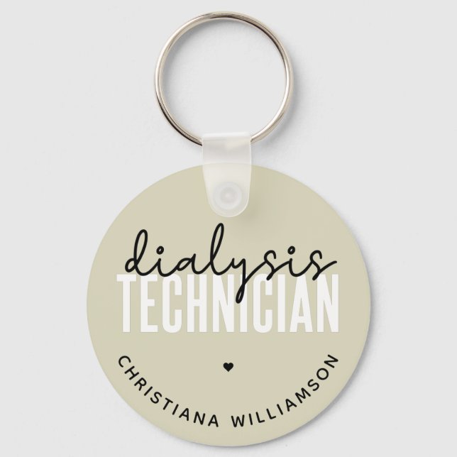 Custom Dialysis Technician | Nephrology Tech Gifts Key Ring (Front)