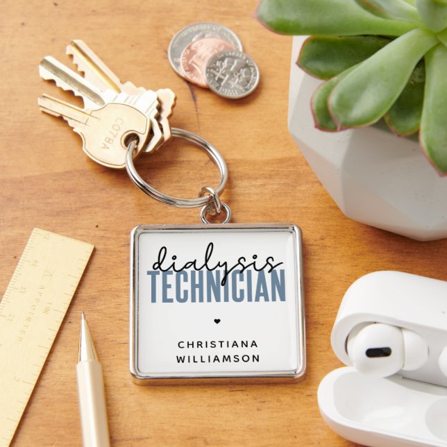 Custom Dialysis Technician | Nephrology Tech Gifts Key Ring (Desk)