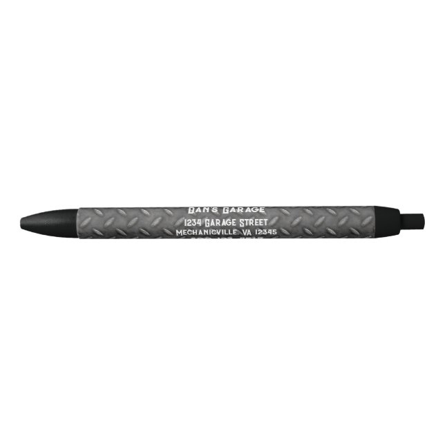 Custom Diamond Plate Black Ink Pen (Front)