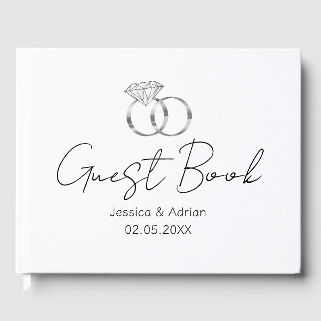 Custom Diamond Wedding Rings Guest Book (Front)